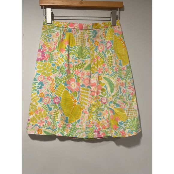Vintage Neon Floral Mini Skirt Funky Artsy Yellow Pink Green Size Small JL - Picture 1 of 11